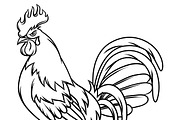 Illustration of black rooster.