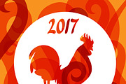 Cards with rooster symbol of 2017.