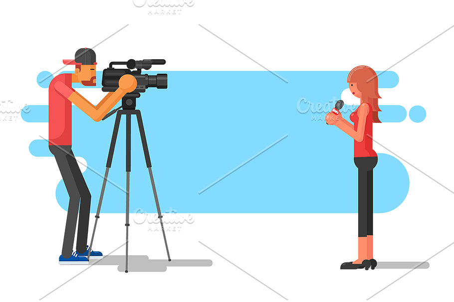 Lady reporter covering news in Illustrations - product preview 8