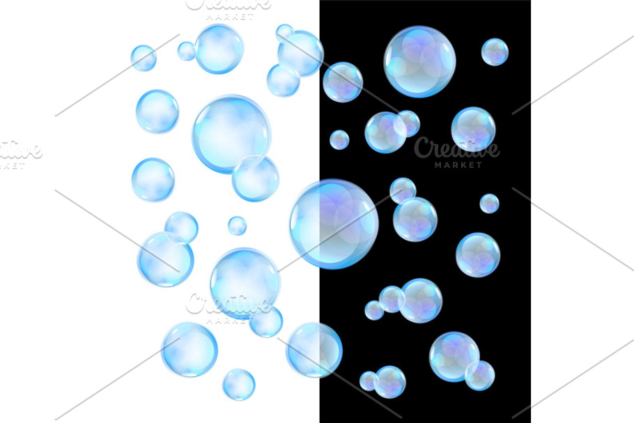 blue Realistic soap bubbles in Graphics - product preview 8