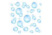 blue Realistic soap bubbles