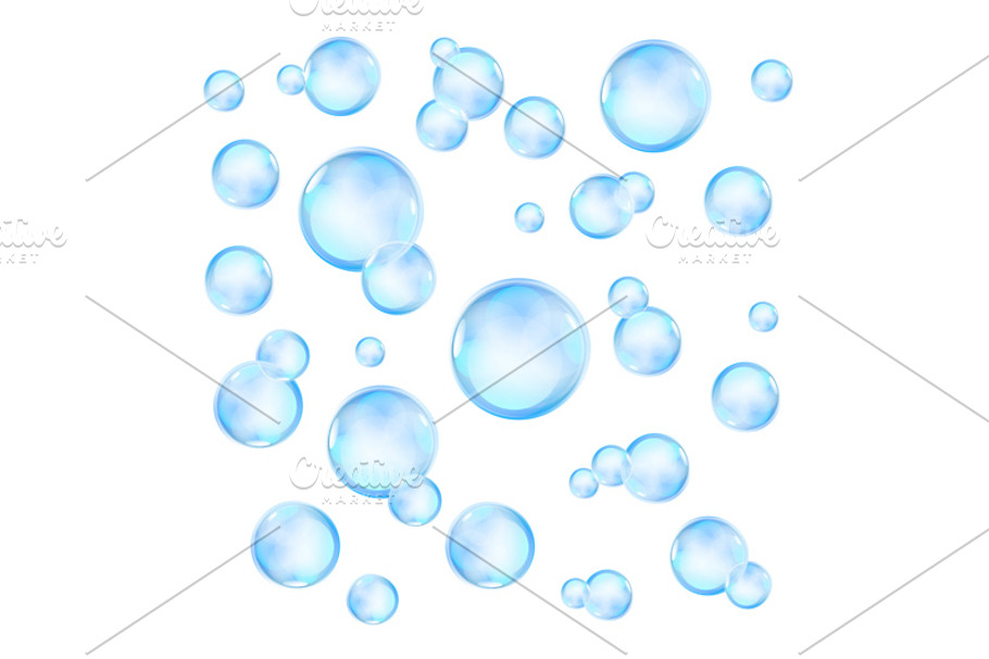 blue Realistic soap bubbles in Graphics - product preview 8