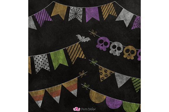 Chalkboard Halloween Bunting clipart in Objects - product preview 1