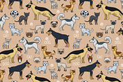Cats and dogs seamless pattern