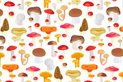 Mushroom forest seamless pattern