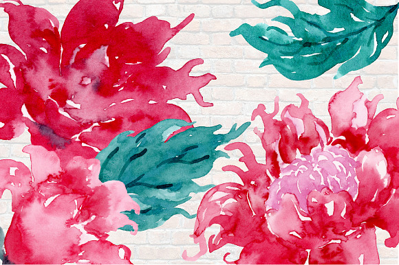 Watercolor Clipart Christmas Peonies in Illustrations - product preview 3