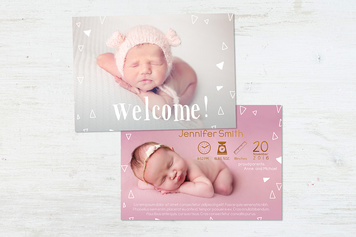 Birth Template | Snow Triangles in Card Templates - product preview 8