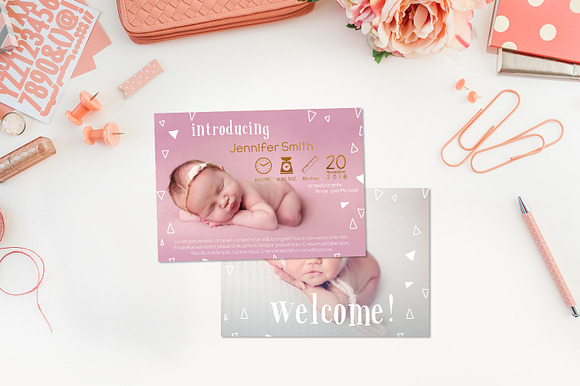 Birth Template | Snow Triangles in Card Templates - product preview 1