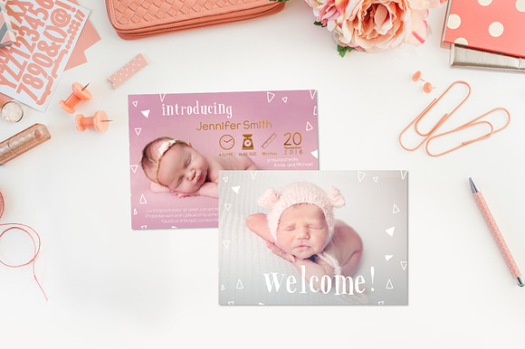 Birth Template | Snow Triangles in Card Templates - product preview 4