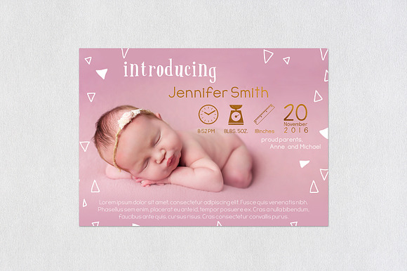 Birth Template | Snow Triangles in Card Templates - product preview 6