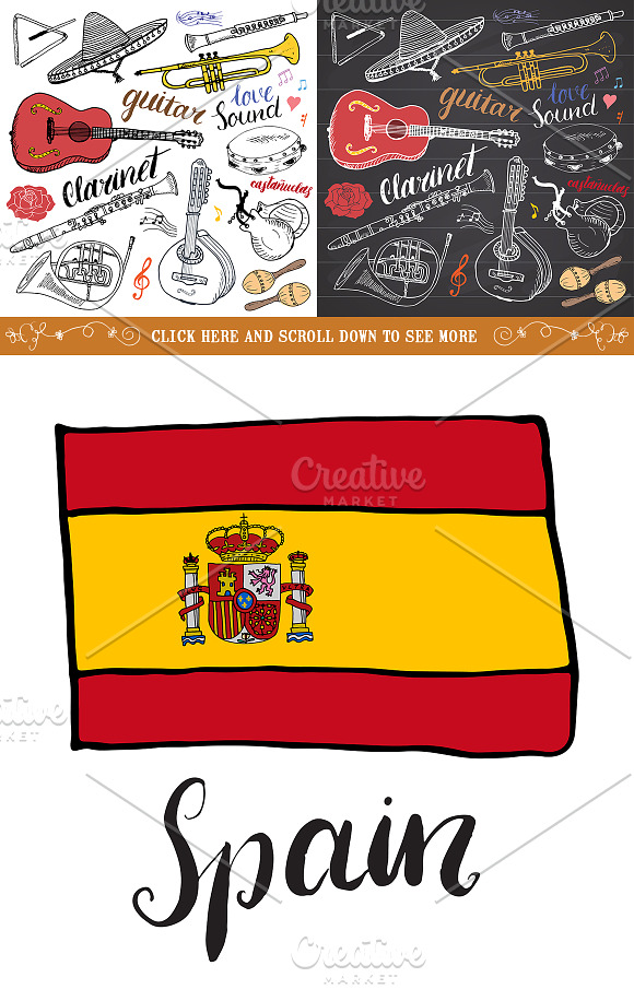 Spain Sketched Doodles Vector set in Illustrations - product preview 2