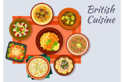 British cuisine dishes set