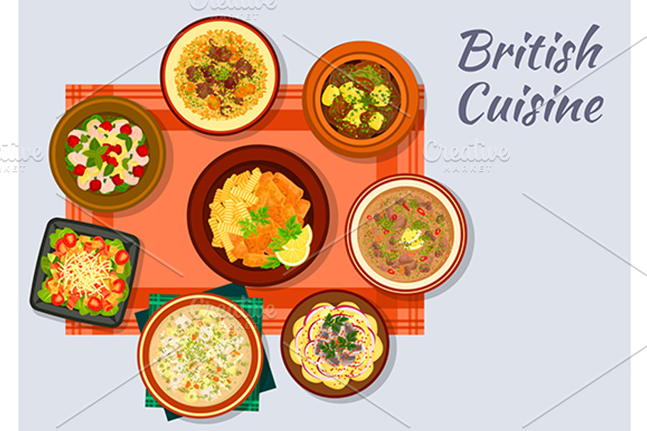 British cuisine dishes set in Graphics - product preview 8