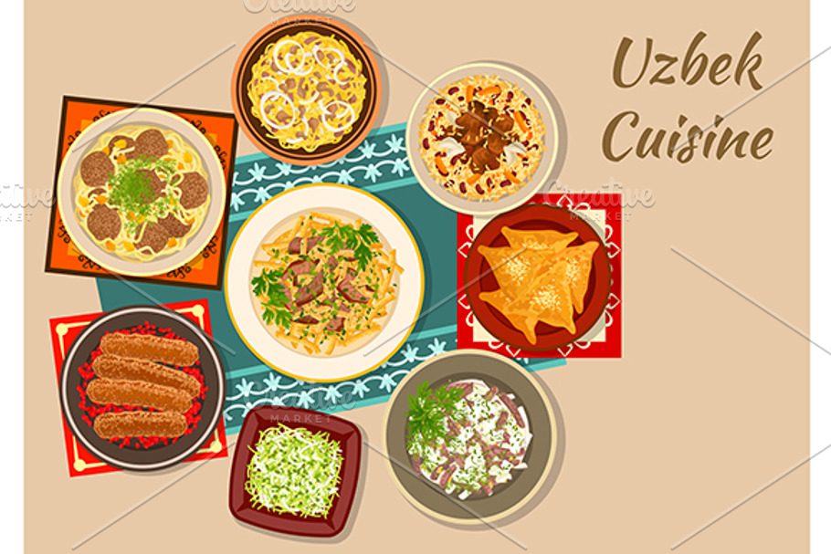 Uzbek cuisine dishes in Graphics - product preview 8