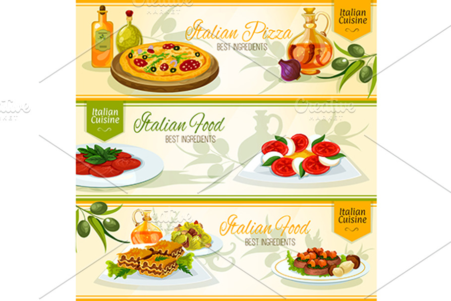 Italian cuisine banners set in Graphics - product preview 8