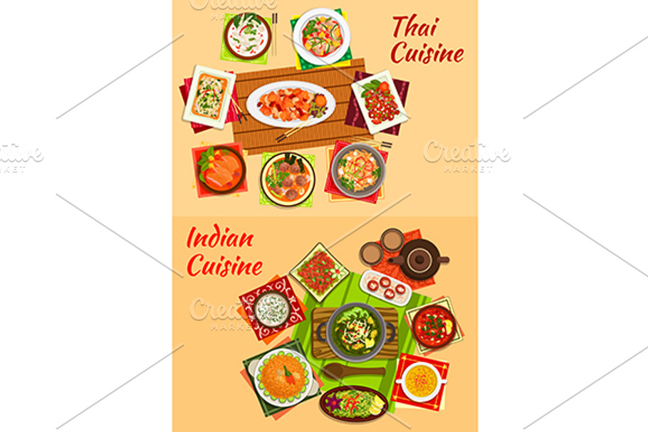 Indian and thai cuisine menu dishes in Graphics - product preview 8