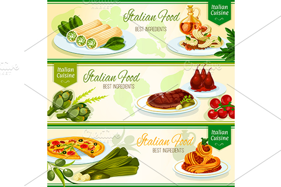 Italian cuisine restaurant banners in Graphics - product preview 8