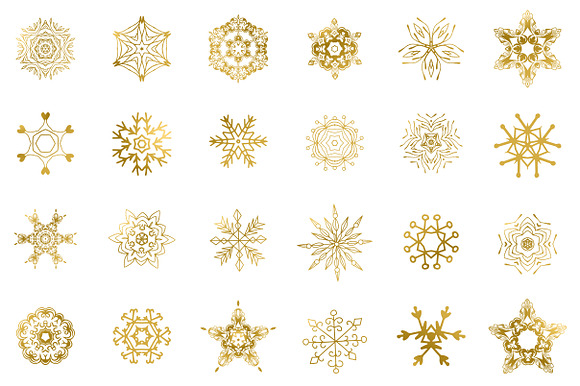 Golden snowflakes clip art set.  in Graphics - product preview 1