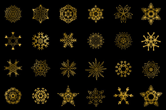 Golden snowflakes clip art set.  in Graphics - product preview 2