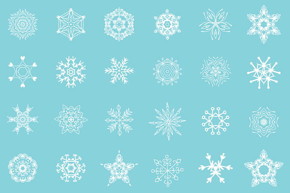 Golden snowflakes clip art set.  in Graphics - product preview 3