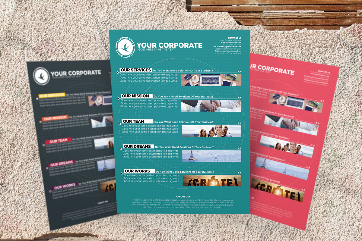 Corporate Flyer Templates 3 Colors in Flyer Templates - product preview 8