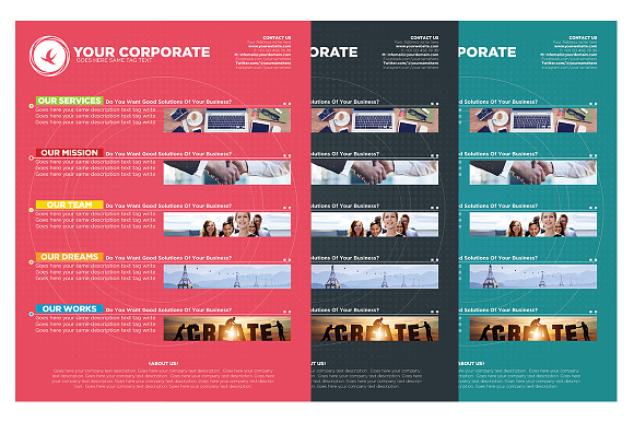 Corporate Flyer Templates 3 Colors in Flyer Templates - product preview 4