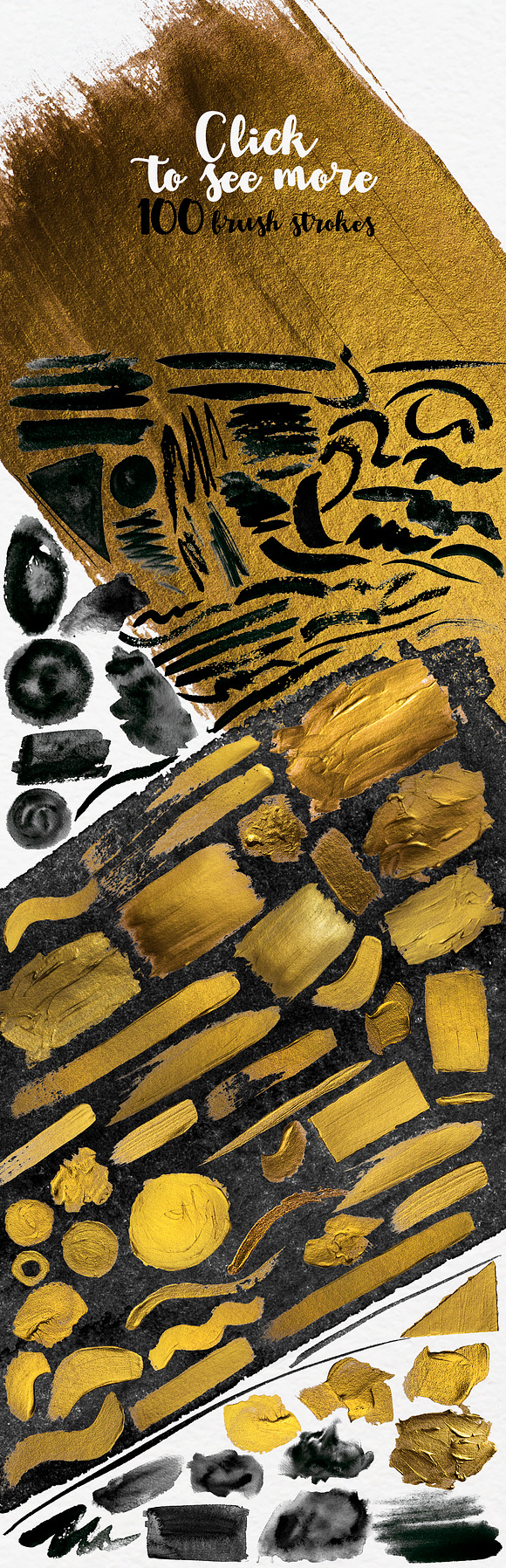 100 Brush Strokes: Gold&Black in Objects - product preview 1