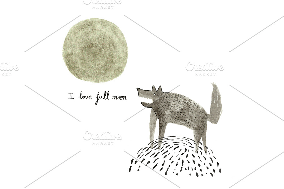 Wolves love full moon in Illustrations - product preview 8