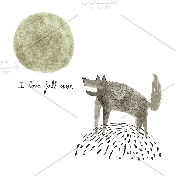 Wolves love full moon in Illustrations - product preview 1