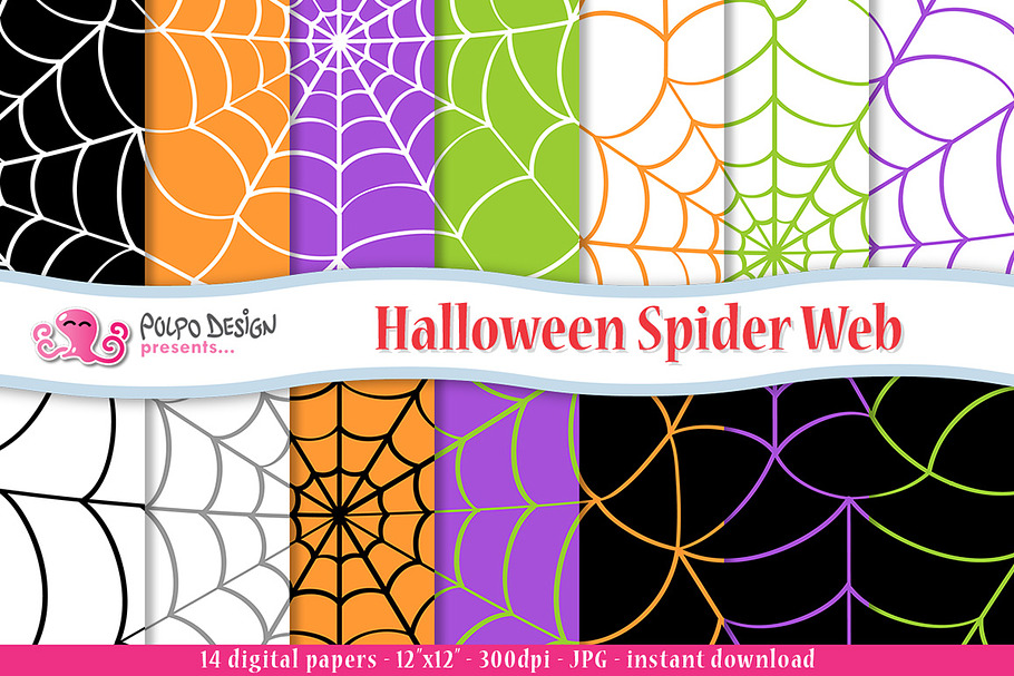 Halloween Spiderweb Digital Paper in Illustrations - product preview 8