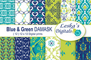 Lime Green & Blue Digital Paper