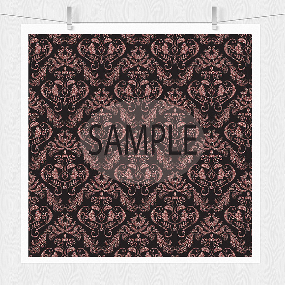 Black and Rose Gold Digital Paper in Patterns - product preview 1