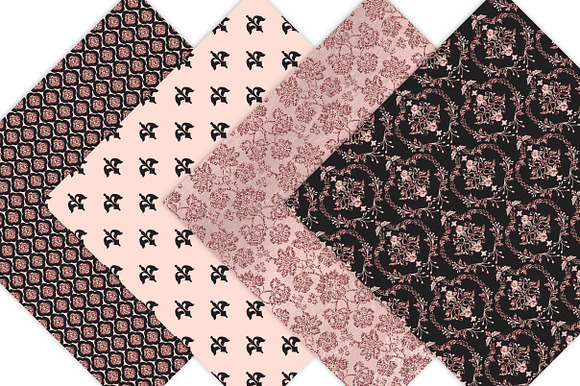 Black and Rose Gold Digital Paper in Patterns - product preview 2