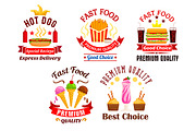 Fast food icons and labels