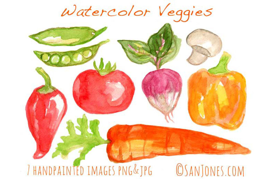 Watercolor Vegetables in Illustrations - product preview 8
