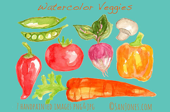 Watercolor Vegetables in Illustrations - product preview 1