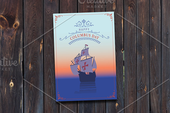 Columbus Day Greetings Cards in Card Templates - product preview 1