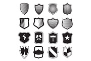 Shield icons set in simple style