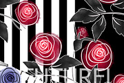 Roses on a striped background.