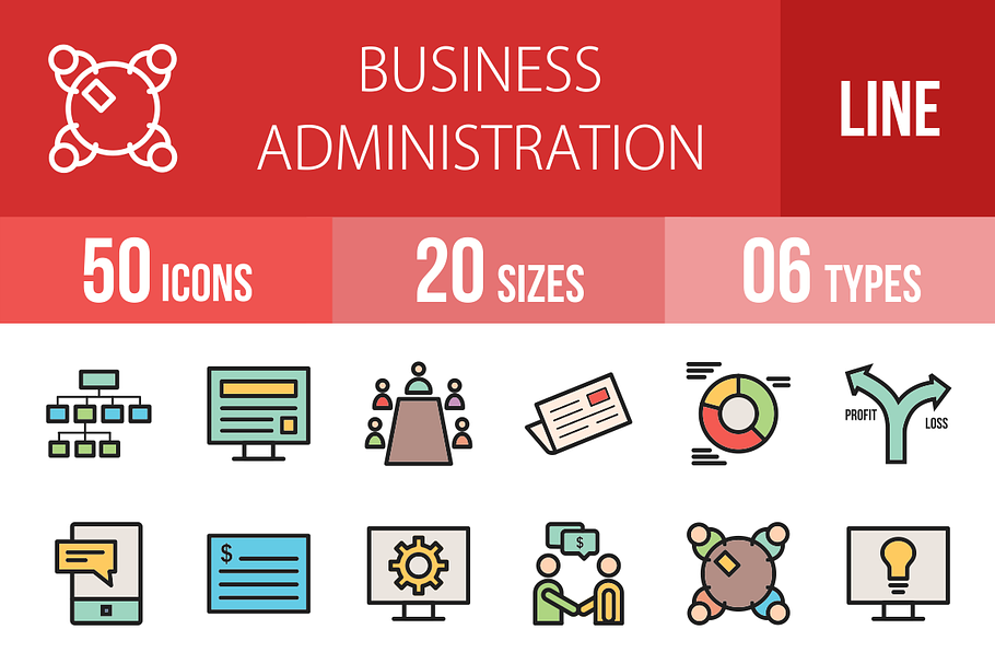 50 Business Line Filled Icons