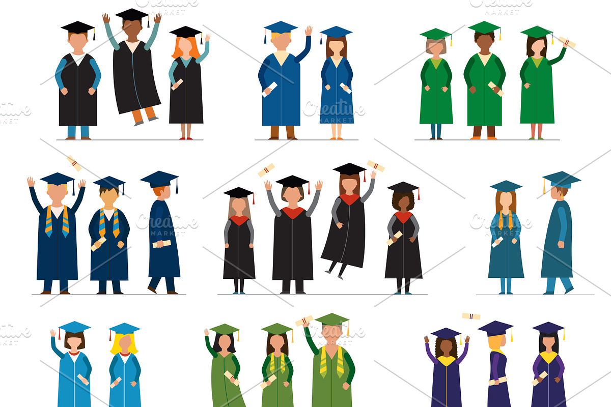 Graduate people flat vector in Illustrations - product preview 8
