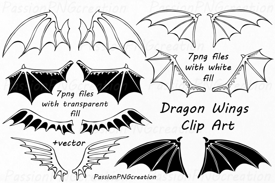 Dragon Wings Clipart in Illustrations - product preview 8