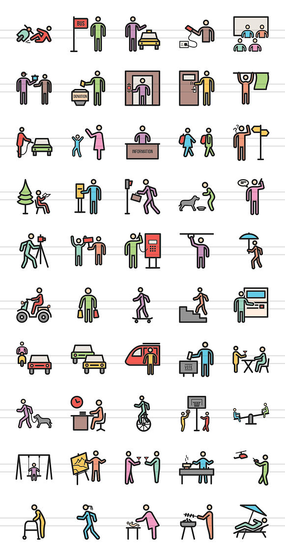 50 City Lifestyle Line Filled Icons in Graphics - product preview 1