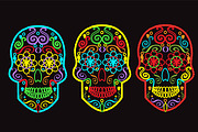 Skulls vector neon color
