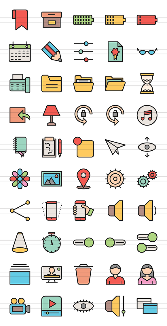 50 Web Interface Line Filled Icons in Icons - product preview 1
