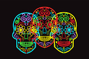 Skulls vector neon color