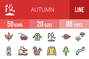 50 Autumn Line Filled Icons