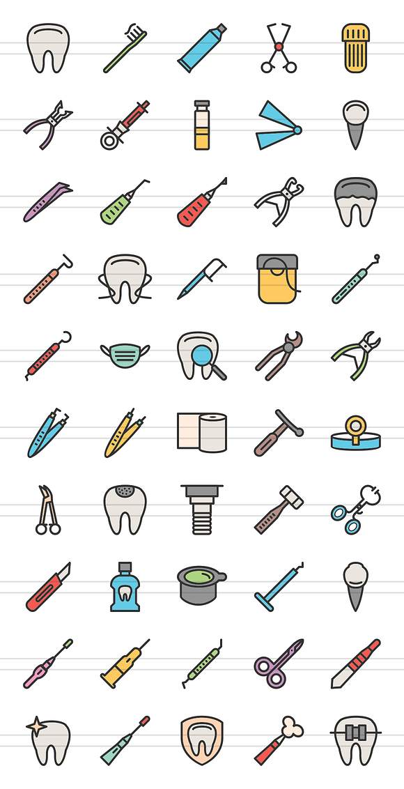 50 Dentist Line Filled Icons in Graphics - product preview 1