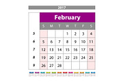 february Calendar 2017 vector