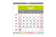 april  Calendar 2017 vector